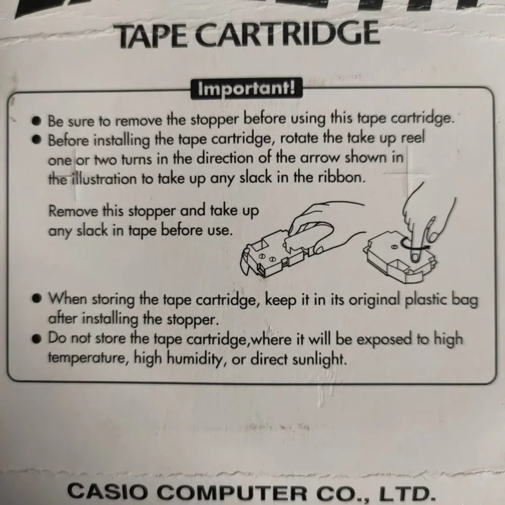 Casio EZ-Label Printer Label It Label Tape Cartridge Clear Tape Black Ink 9mmx5m